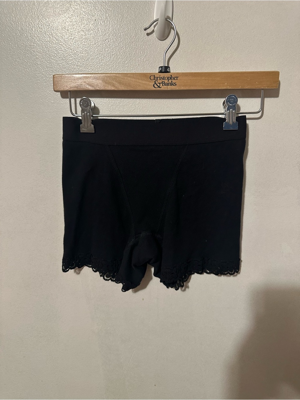 aerie Black Lace Trim Seamless Boyshorts